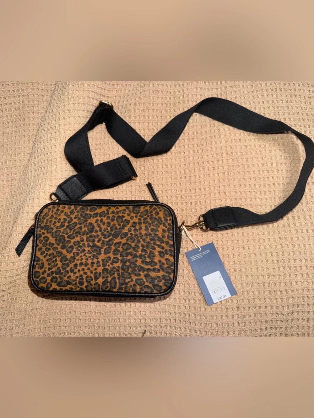 Universal Thread Double Zip Camera Leopard Print Crossbody Bag